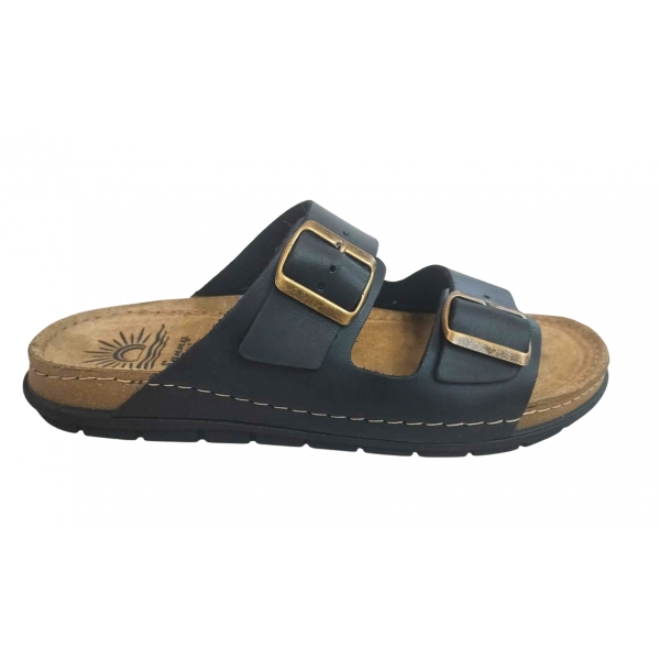 Ανδρικά Ανατομικά δερμάτινα Σανδάλια SUNNY SANDALS BY FILD ETTORE-60902 BLACK