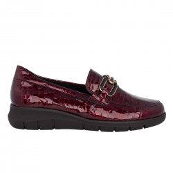 Γυναικεία δερμάτινα κροκό loafers FLEXPOINT ANATOMIC 204Ν ΜΠΟΡΝΤΩ