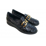 Γυναικεία δερμάτινα κροκό loafers FLEXPOINT ANATOMIC 204Χ ΜΑΥΡΟ