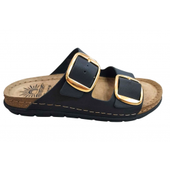 Γυναικεία δερμάτινα ανατομικά σανδάλια Sunny Sandals SIENNA-60302 BLACK