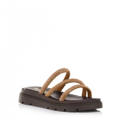 ΓΥΝΑΙΚΕΙΟ ΧΑΜΗΛΟ ΔΕΡΜΑΤΙΝΟ ΣΑΝΔΑΛΙ flatforms με στράς LIAS MOUSE 261088 χρυσό