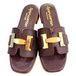 ΓΥΝΑΙΚΕΙΟ ΔΕΡΜΑΤΙΝΟ ΑΝΑΤΟΜΙΚΟ MULE SPARWOMAN by Oh! My Sandals 5890 DOYA MARRON