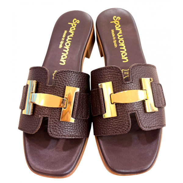 ΓΥΝΑΙΚΕΙΟ ΔΕΡΜΑΤΙΝΟ ΑΝΑΤΟΜΙΚΟ MULE SPARWOMAN by Oh! My Sandals 5890 DOYA MARRON