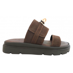 ΓΥΝΑΙΚΕΙΟ ΧΑΜΗΛΟ ΔΕΡΜΑΤΙΝΟ ΣΑΝΔΑΛΙ flatforms PRIME 612 ΚΑΦΕ