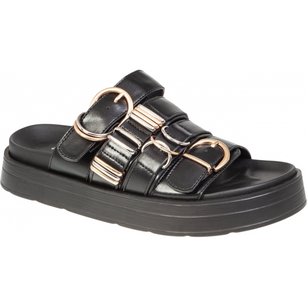 ΓΥΝΑΙΚΕΙΟ ΧΑΜΗΛΟ ΔΕΡΜΑΤΙΝΗ ΣΑΝΔΑΛΙ flatforms ADAMS SHOES 822-26016 BLACK