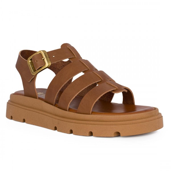 ΓΥΝΑΙΚΕΙΟ ΔΕΡΜΑΤΙΝΟ ΠΕΔΙΛΟ FLATFORM GLADIATOR LIAS MOUSE 251760 ΚΑΦΕ