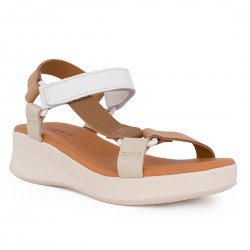 ΓΥΝΑΙΚΕΙΟ ΔΕΡΜΑΤΙΝΟ ΑΝΑΤΟΜΙΚΟ ΠΕΔΙΛΟ SPARWOMAN by Oh! My Sandals 5663 DOYA BLANCO COMBI