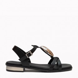 ΓΥΝΑΙΚΕΙΟ ΔΕΡΜΑΤΙΝΟ ΑΝΑΤΟΜΙΚΟ ΠΕΔΙΛΟ SPARWOMAN by Oh! My Sandals 5875 NEGRO