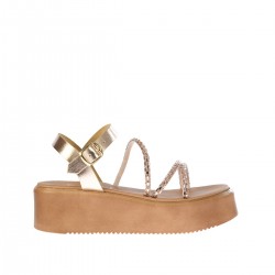 ΓΥΝΑΙΚΕΙΟ ΔΕΡΜΑΤΙΝΟ ΠΕΔΙΛΟ FLATFORM ΜΕ STRASS BASIC 3803 ΧΑΛΚΟΣ
