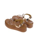 ΓΥΝΑΙΚΕΙΟ ΔΕΡΜΑΤΙΝΟ ΠΕΔΙΛΟ FLATFORM ΜΕ STRASS BASIC 3803 ΧΑΛΚΟΣ